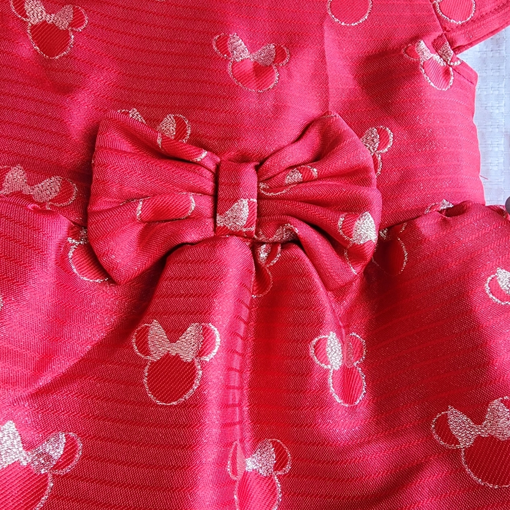 NWT  MINNIE MOUSE RED WITH GOLD EMBROIDERED  DESIGNED DRESS - SIZE 6 MONTHS - Picture 3 of 13